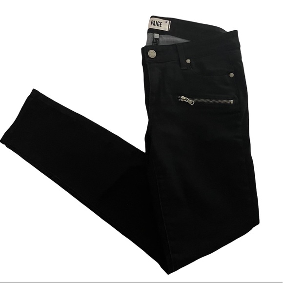 PAIGE Edgemont black skinny jean zipper detail size 27 - Picture 2 of 8